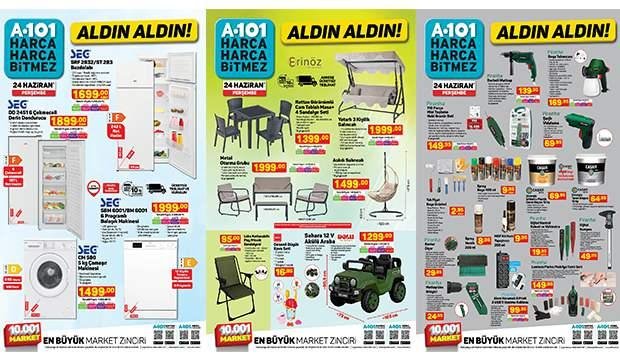 24 Haziran A101 aktüel kataloğu! Oturma grubu, derin dondurucu, elektronik, mobilya ürünleri…
