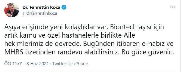 Biontech aşısında aile hekimleri de devrede