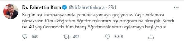 Son dakika haberi: Bakan Koca: Aşı kampanyasında yeni bir aşamaya geçiyoruz