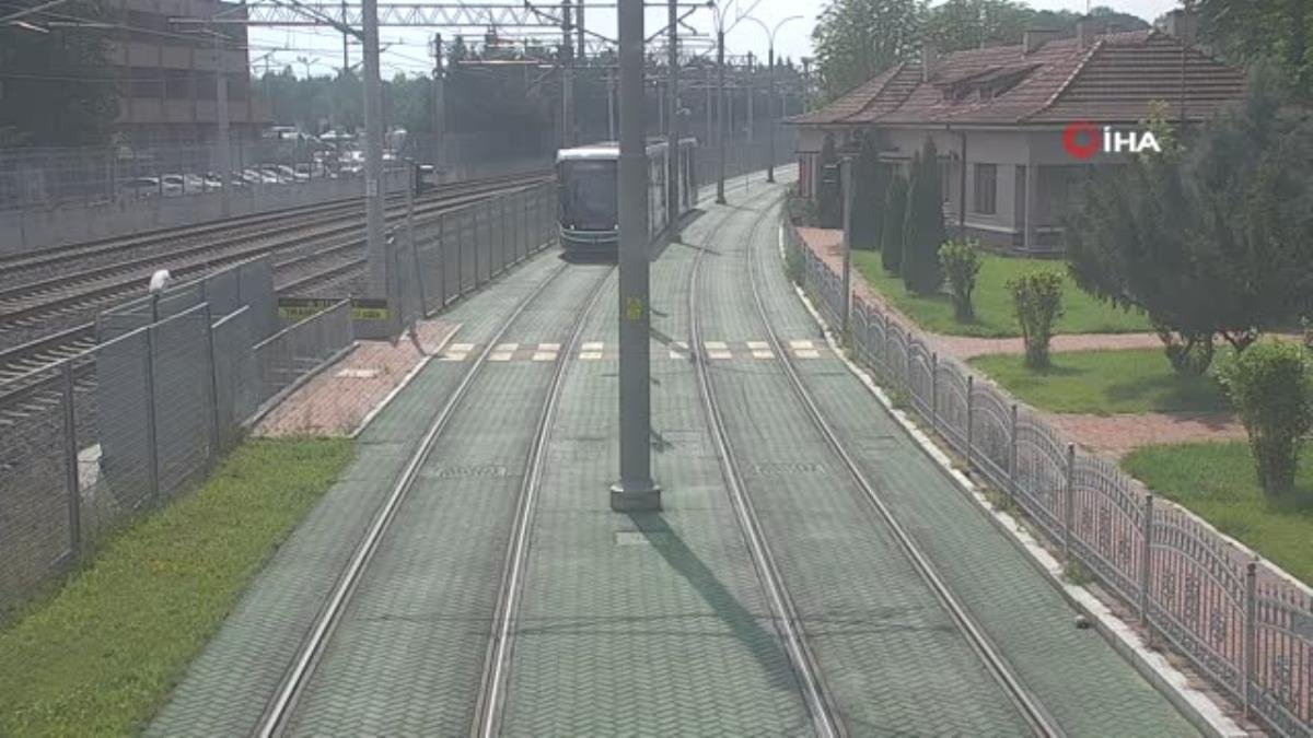 Tramvay yolunda mahsur kalan kaplumbağanın yardımına vatman koştu