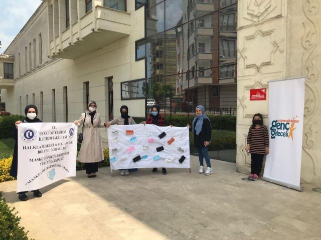 Uşak Üniversitesi öğrencileri ”Maske Çöp Değildir” dedi!