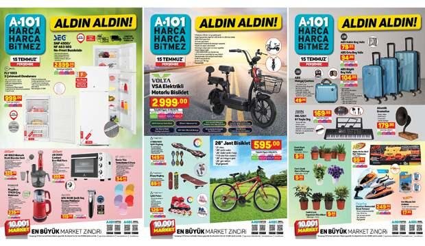 A101 15 Temmuz Aktüel Kataloğu! Elektronik, derin dondurucu, züccaciye ve tekstil ürünlerinde..