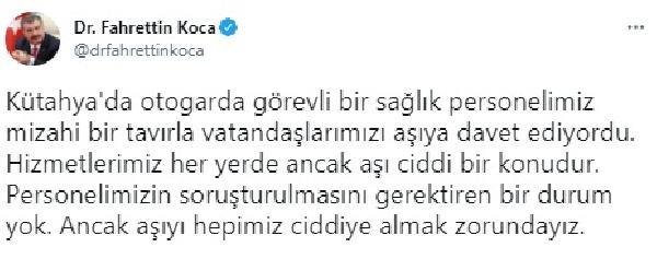 Bakan Koca:  Personelimizin soruşturulmasını gerektiren bir durum yok