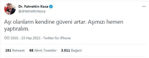 Bakan Koca’dan ‘aşı’ çağrısı