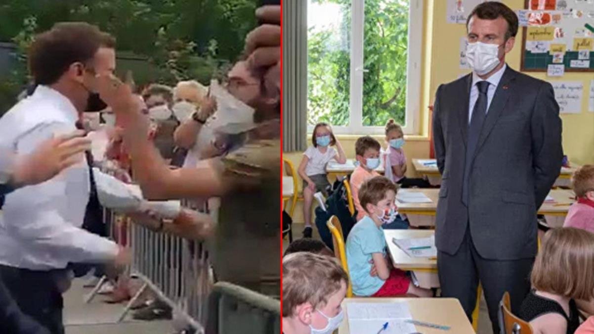 Geçtiğimiz günlerde saldırıya uğrayan Macron’a bir şok da minik öğrenciden geldi: Tokat nasıldı?