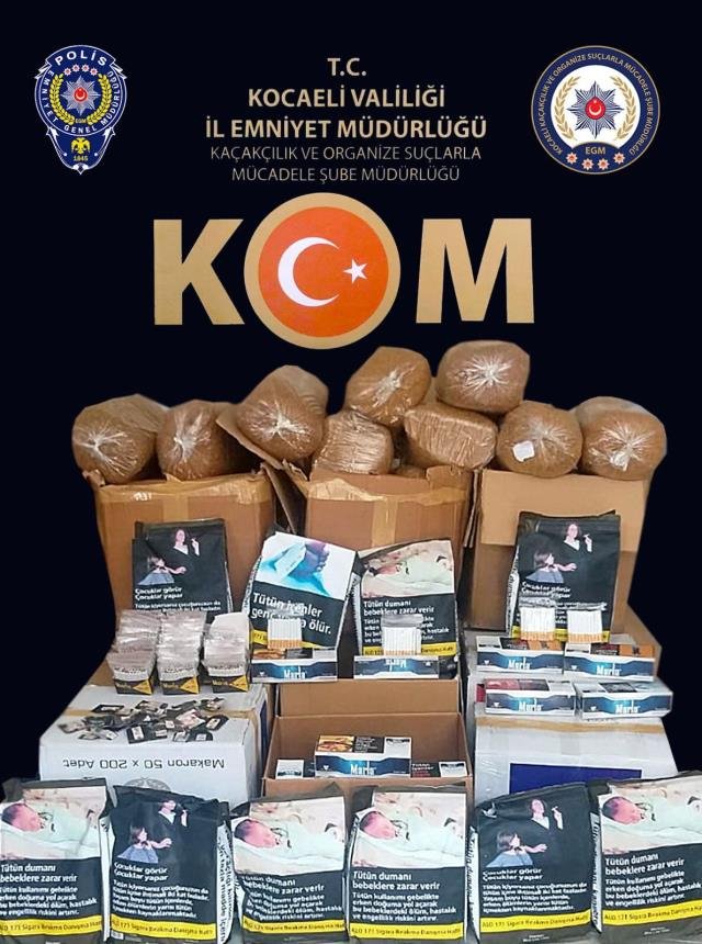Kocaeli’de gümrük kaçağı makaron ve tütün operasyonu
