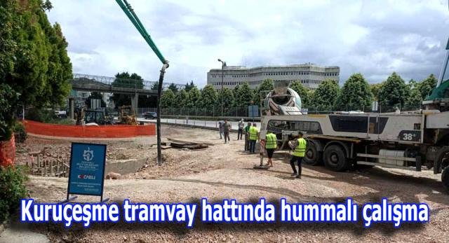 Kuruçeşme tramvay hattında hummalı çalışma