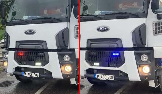 Üsküdar’da hayrete düşüren olay! Bu kez de çakarlı kamyon…