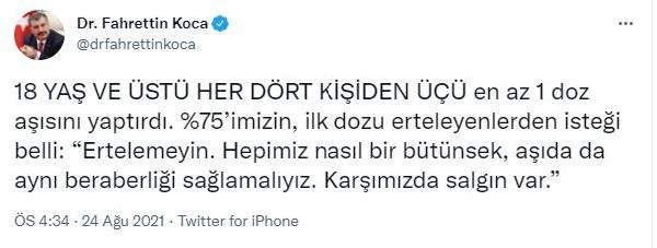 Bakan Koca’dan anne ve babalara ‘6 Eylül’ mesajı (3)