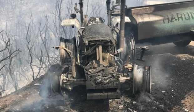 Borcunu yeni bitirdiği traktörden geriye sadece metal yığını kaldı