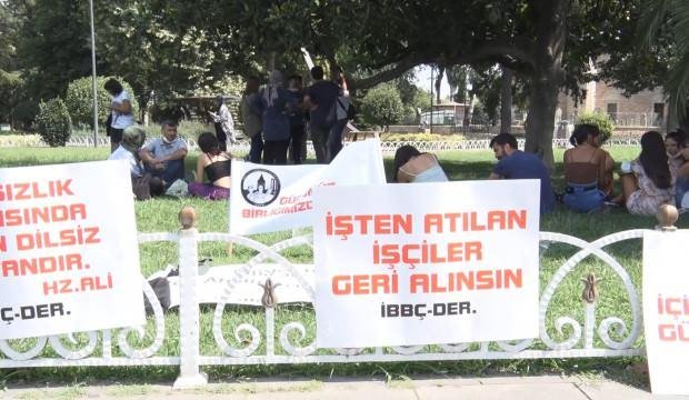 İBB önünde oturma eylemi başladı