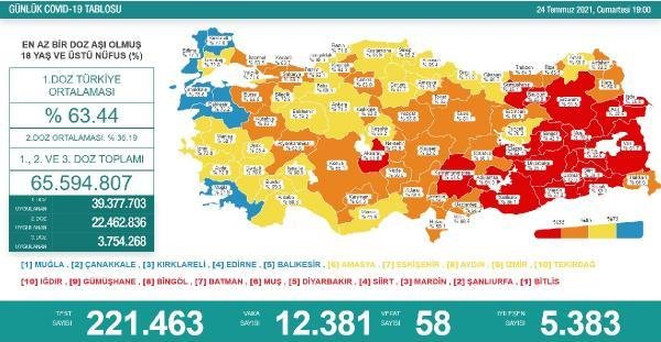 Koronavirüs salgınında günlük vaka sayısı 12 bin 381 oldu