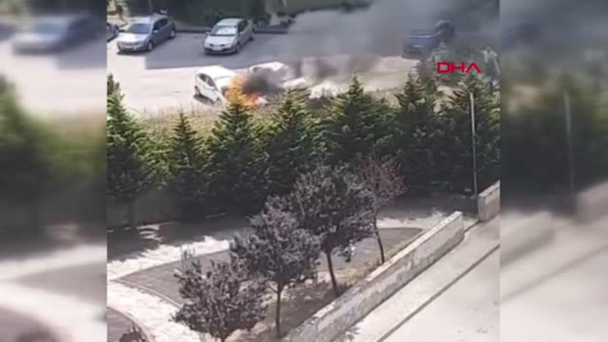 PARK HALİNDEKİ OTOMOBİL ALEV ALEV YANDI
