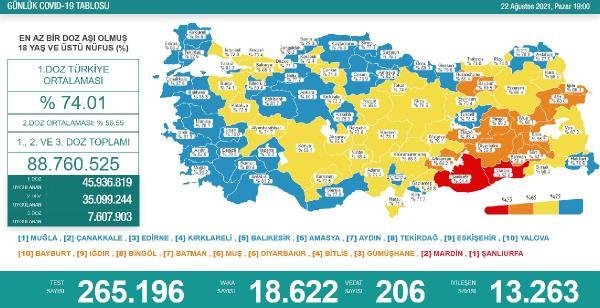Son dakika haberleri… Koronavirüs salgınında günlük vaka sayısı 18 bin 622 oldu