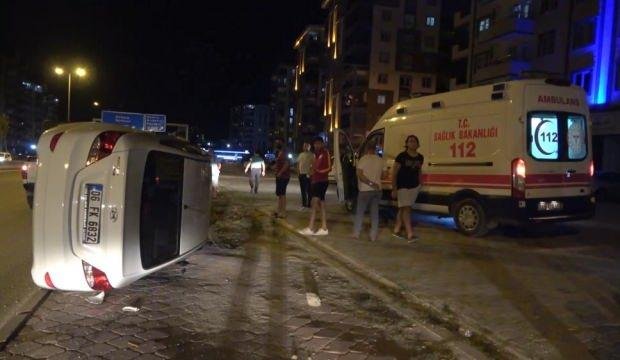 Yan yatan otomobil metrelerce sürüklendi: 1 yaralı