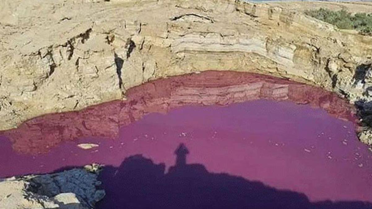 Dünyayı tedirgin eden görüntü! Kutsal kitapta da geçen kıyametin habercisi göl kırmızıya döndü