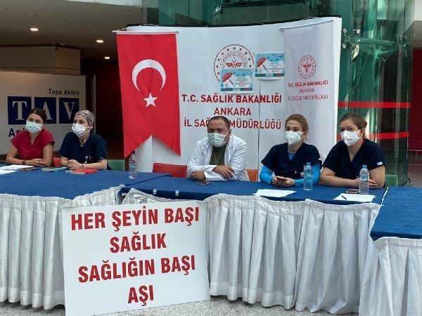 Esenboğa Havalimanı’nda 2 ayda 3 bin doz aşı