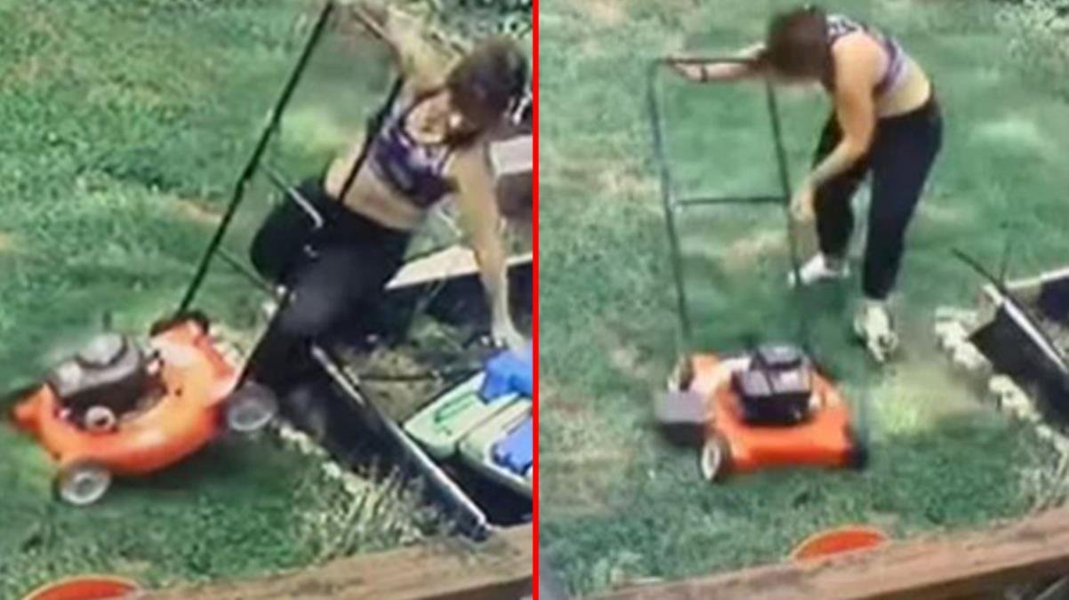 Her şey bir anda oldu bitti! Ayağını çim biçme makinesine kaptıran kadının parmağı koptu