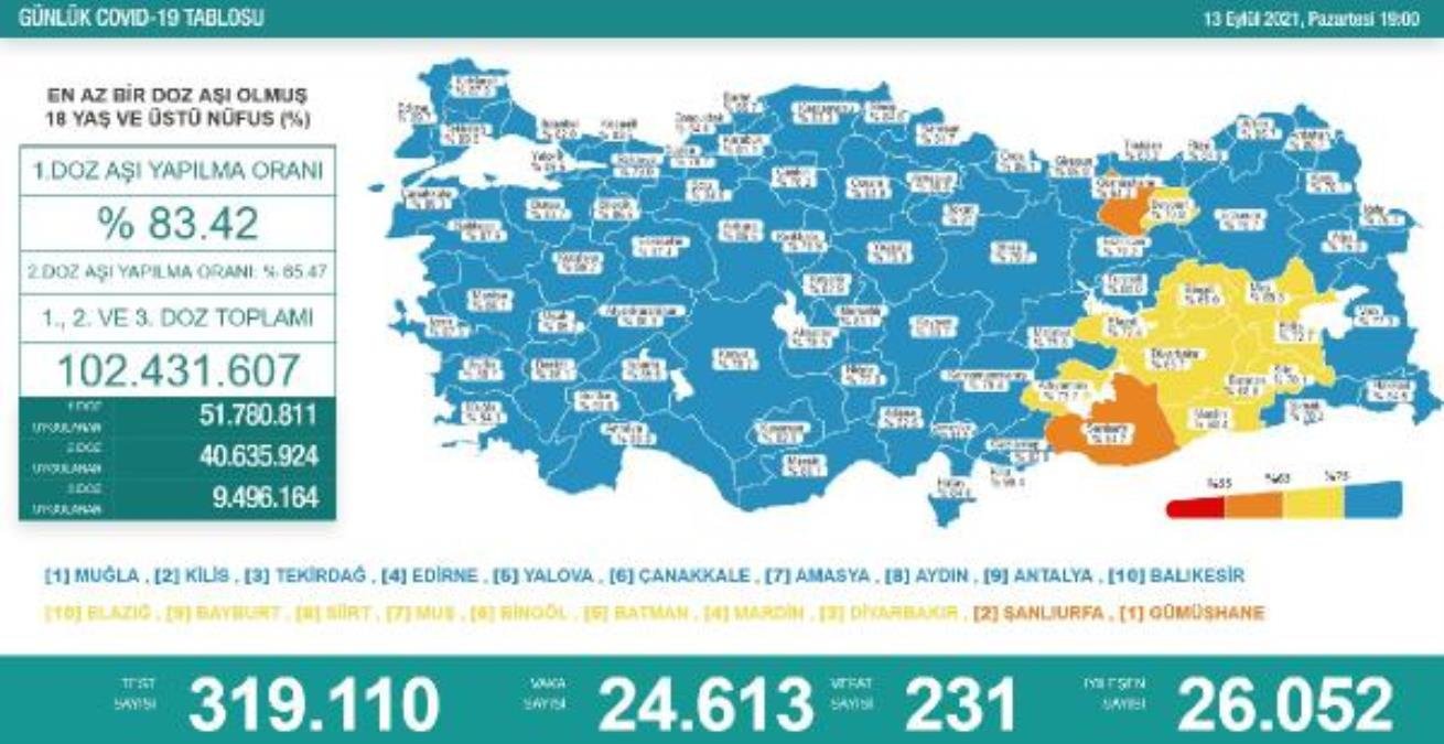 Koronavirüs salgınında günlük vaka sayısı 24 bin 613 oldu