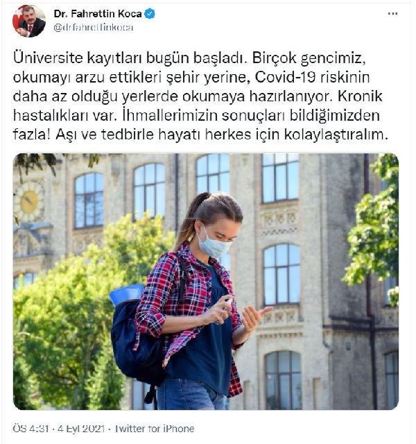 Son dakika! Bakan Koca: Aşı ve tedbirle hayatı kolaylaştıralım