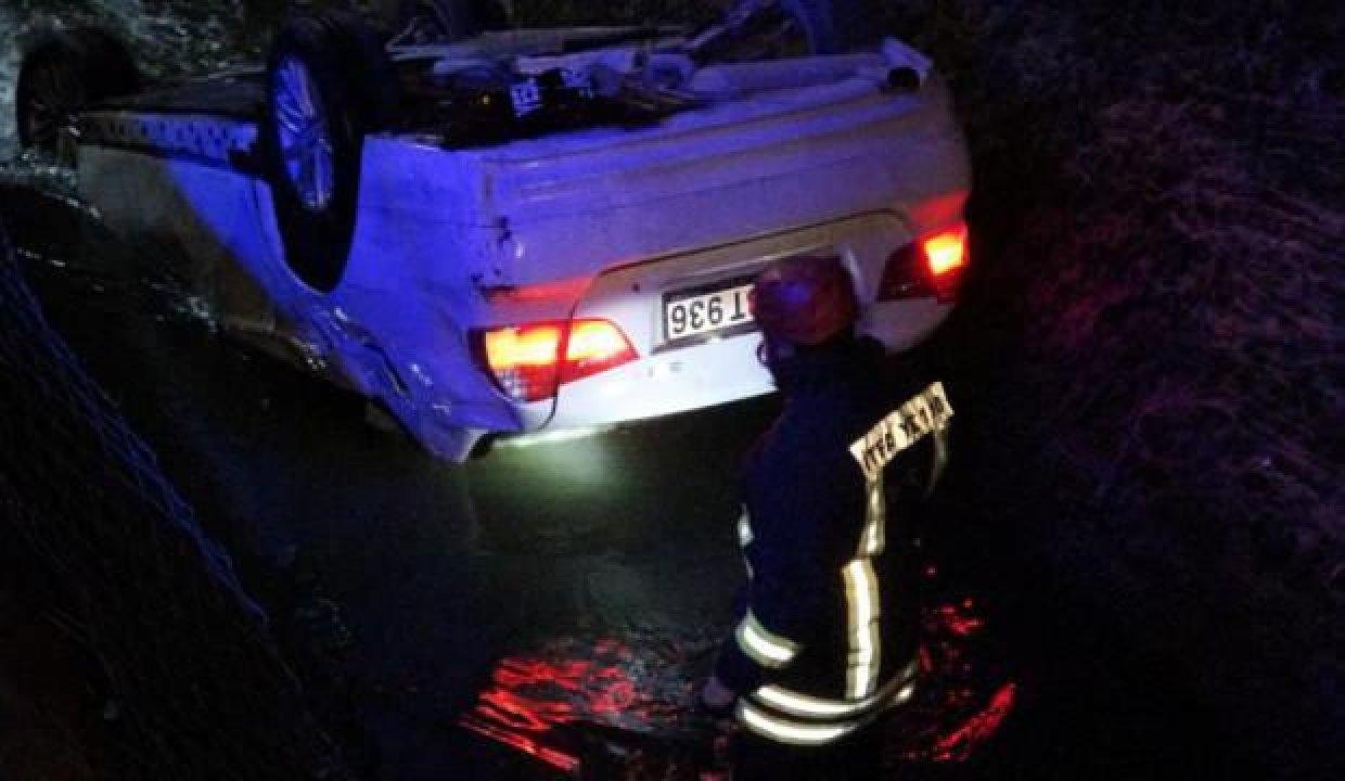 Sulama kanalına araba uçtu, takımlar alarma geçti