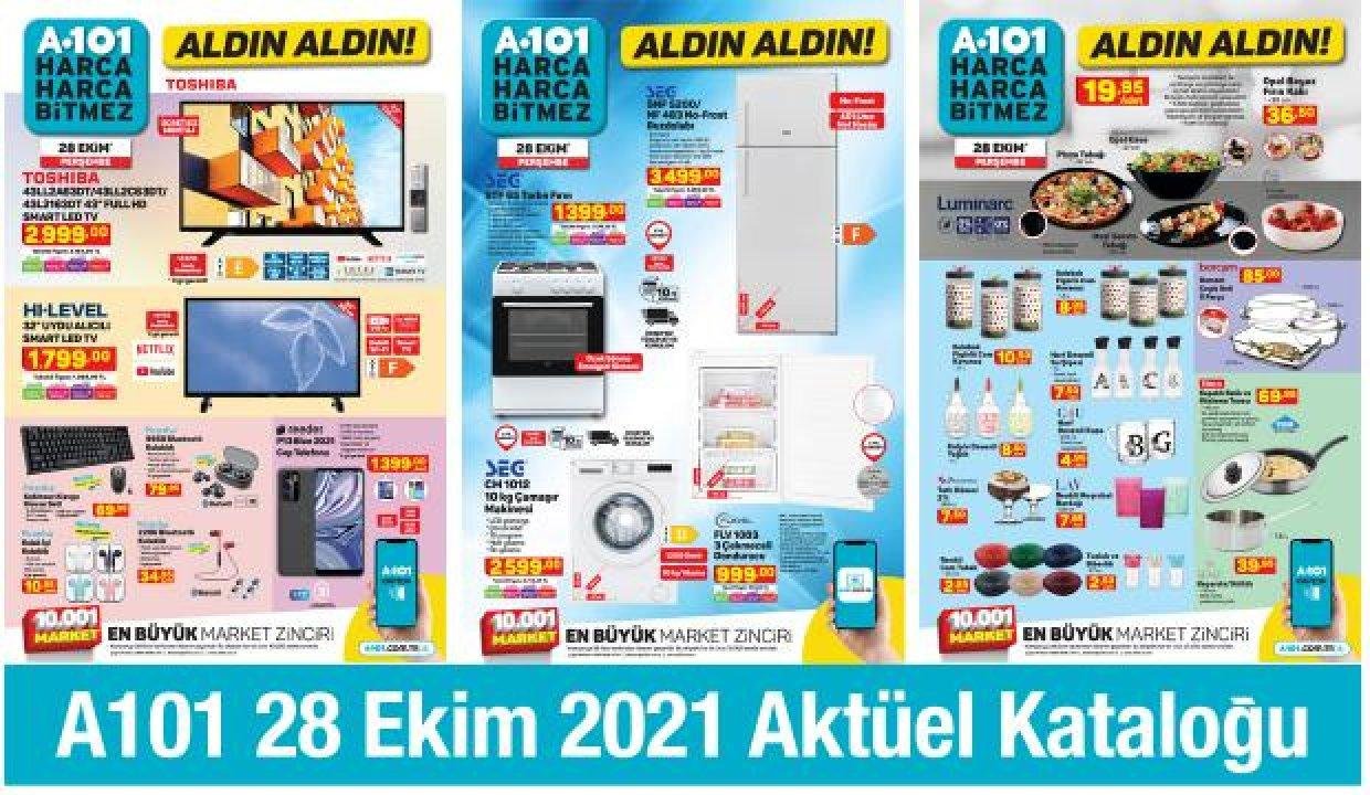 A101 28 Ekim Aktüel Kataloğu! Beyaz eşya, elektronik, züccaciye, dokuma ve besin eserlerinde…