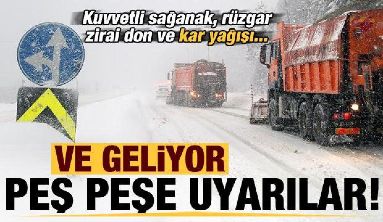 Son dakika: Meteoroloji peş peşe uyardı: Kuvvetli sağanak, rüzgar, zirai don ve kar yağışı