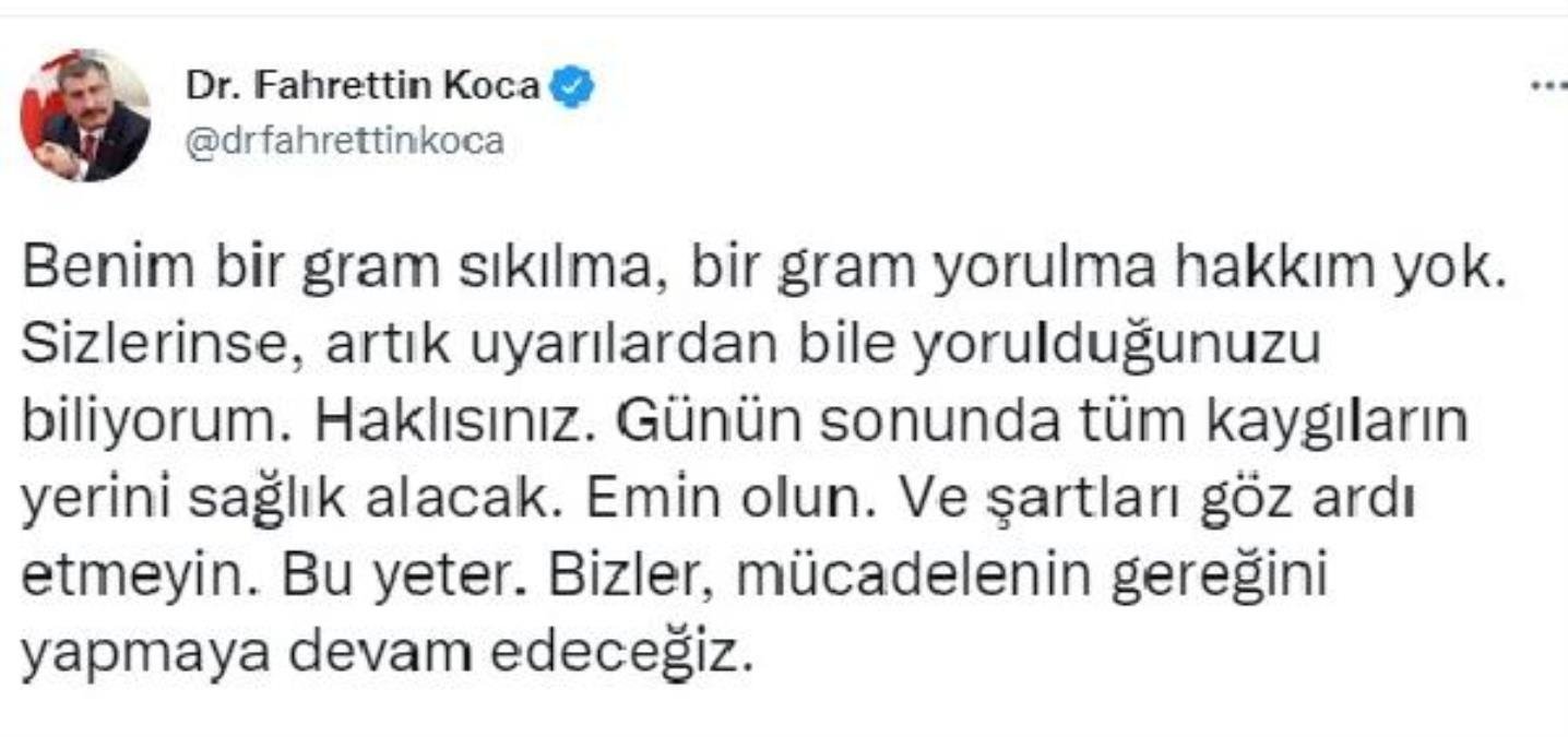 Bakan Koca: Tüm korkuların yerini sıhhat alacak