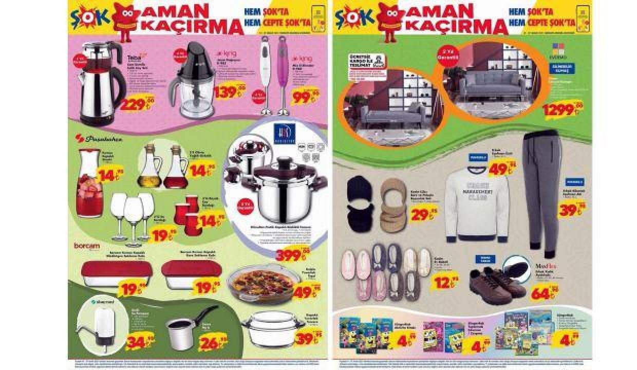 ŞOK Market 1 Aralık Aktüel Kataloğu! Kanepe, züccaciye, giysi, paklık ve besin eserleri…