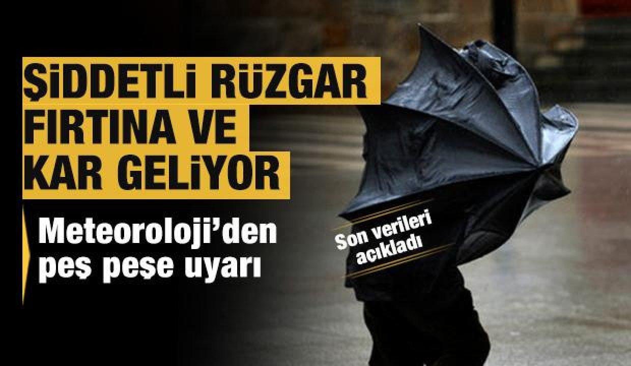 SON DAKİKA; Meteoroloji’den kar, şiddetli rüzgar ve fırtına uyarısı