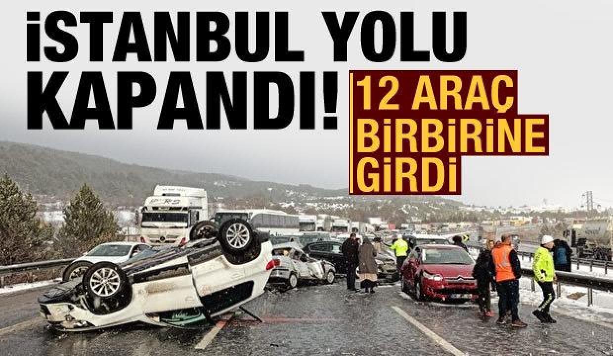 Bolu Dağı’nda 12 aracın karıştığı zincirleme kaza! İstanbul istikameti kapandı