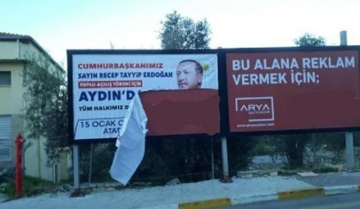 Cumhurbaşkanı Erdoğan’ın afişlerini yırtan kişi gözaltına alındı