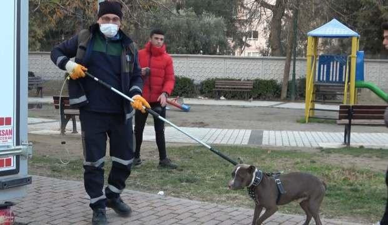 Pitbull cinsi köpeği çocuk parkına bıraktılar! Belediye takımları barınağa götürdü