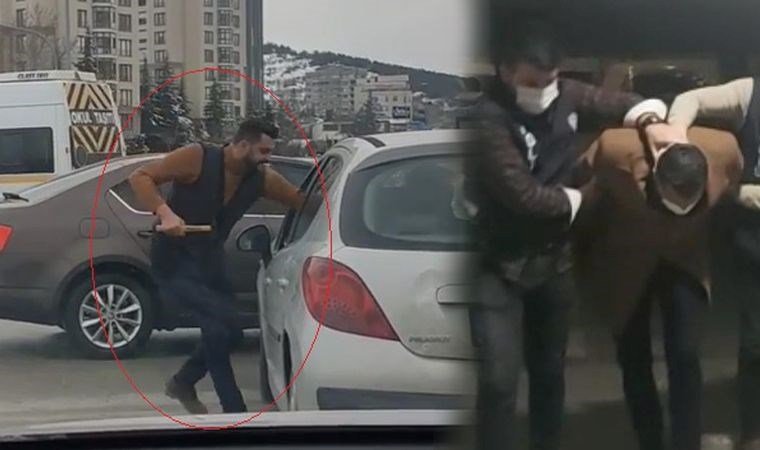 Ankara’da kırmızı ışıkta geçtiği için kendisini uyaran sürücüye çekiçle saldırdı