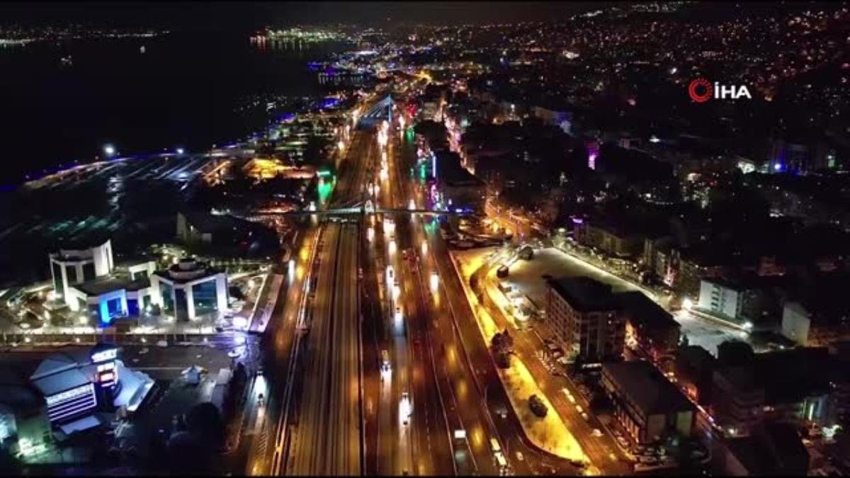 Şehrin ışıkları ile kar birleşti, ortaya bu manzaralar çıktı