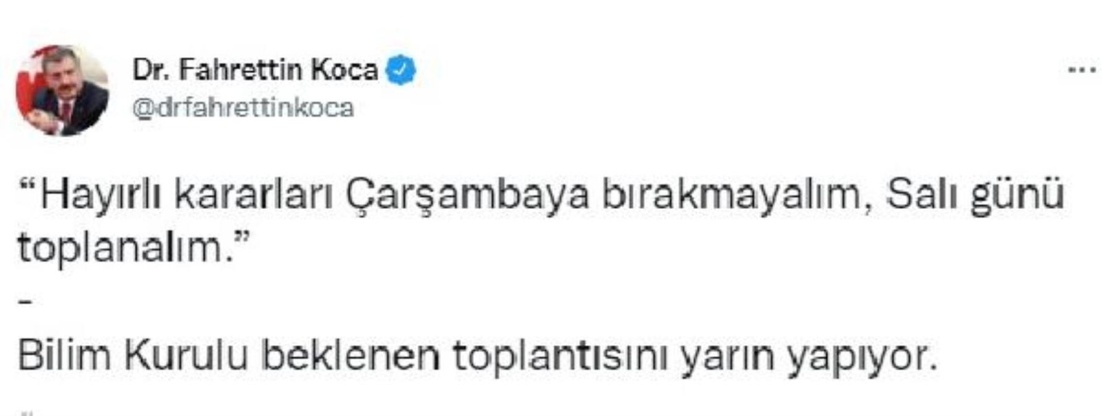 Bakan Koca:  Bilim Kurulu toplantısını yarın yapıyor