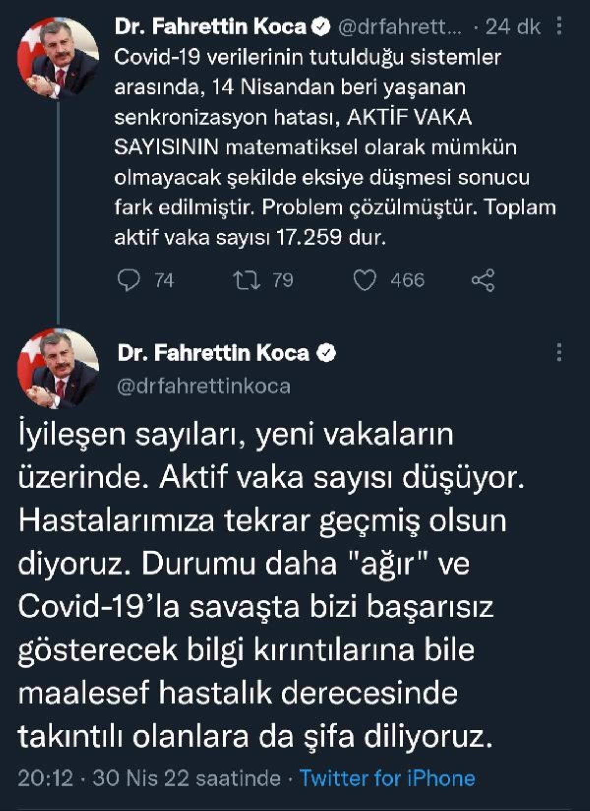 Bakan Koca: Aktif vaka sayısı 17 bin 259’dur