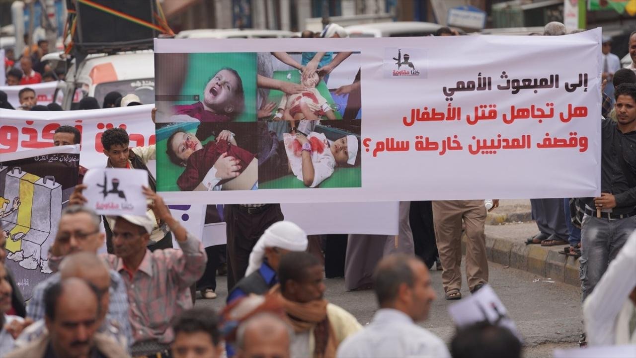 Yemen’de Husilerin sivillere yönelik ihlalleri protesto edildi