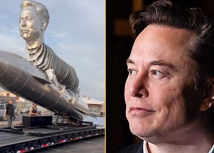 Elon Musk’ın “Tüm zamanların en iyisi” heykelini diktiler! Keçi gövdeli Elon