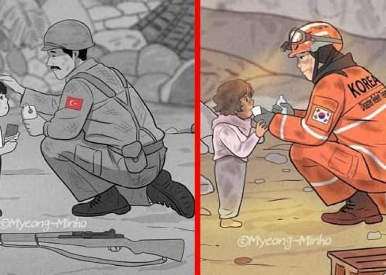 Güney Koreli çizerden duygulandıran deprem karikatürü