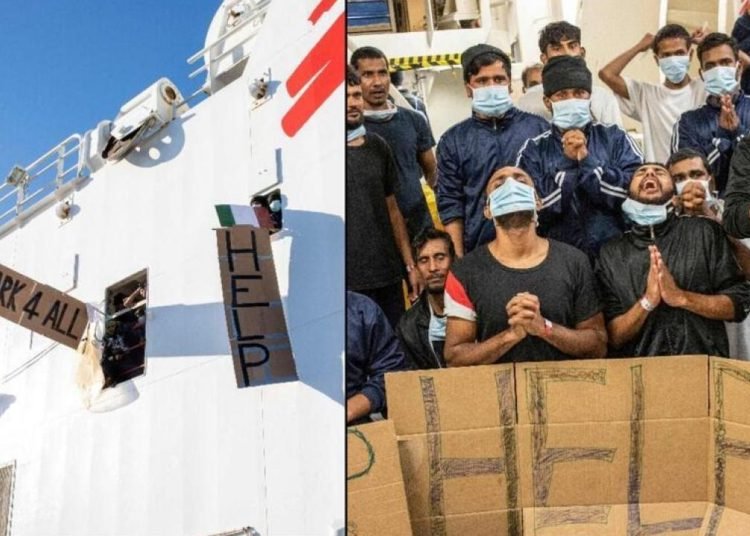 İtalya kıyılarında göçmen gemisinden yükselen yardım çığlığı