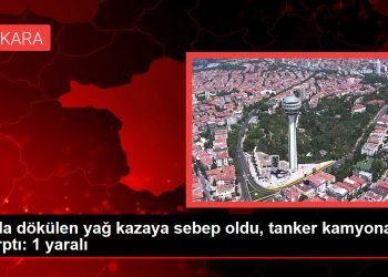 Yola dökülen yağ kazaya sebep oldu, tanker kamyona çarptı: 1 yaralı