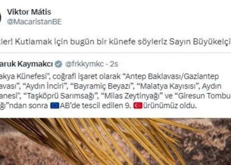 Macaristan Büyükelçisi Matis’ten ‘künefe’ paylaşımı