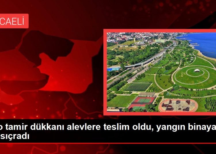 Oto tamir dükkanı alevlere teslim oldu, yangın binaya da sıçradı