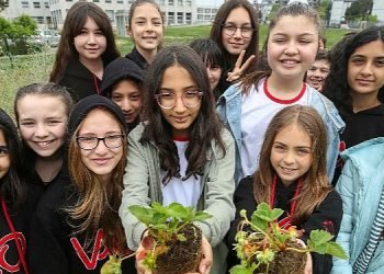 Öğrenciler Mini Bostan’da fide dikti