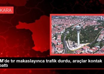 TEM’de tır makaslayınca trafik durdu, araçlar kontak kapattı