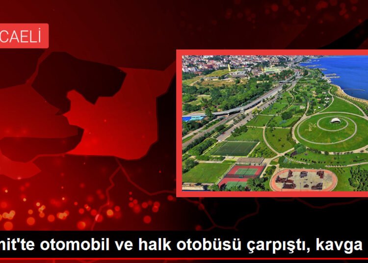 İzmit’te otomobil ve halk otobüsü çarpıştı, kavga çıktı