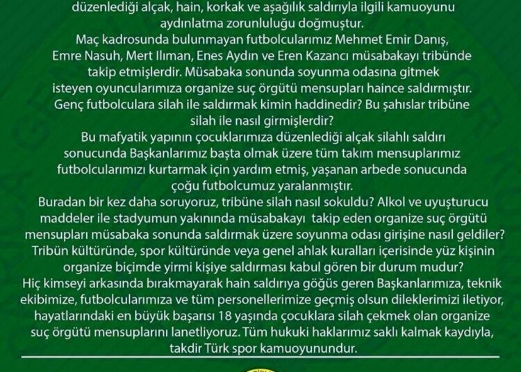 Büyükçekmece-Darıca Gençlerbirliği Maçında Silahlı Saldırı İddiası