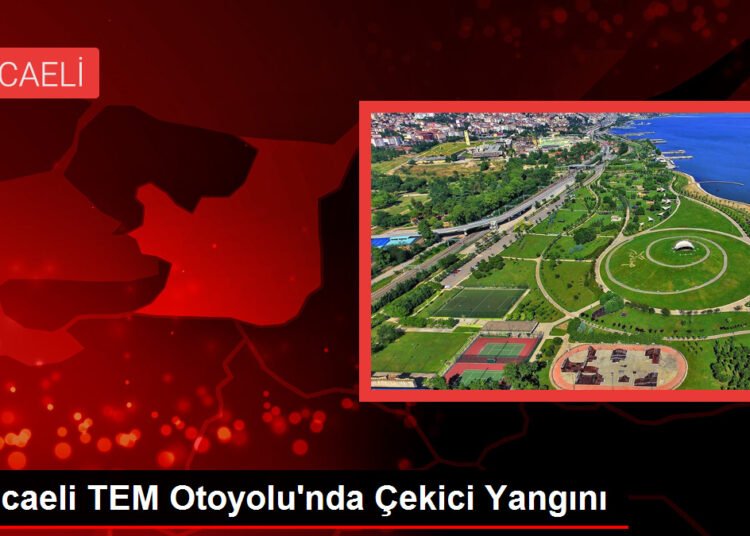 Kocaeli TEM Otoyolu’nda Çekici Yangını