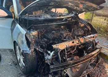 Alev alan otomobili Büyükşehir itfaiyesi söndürdü